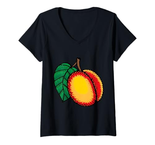 Mujer Realmente Amo Las nectarinas - Nectarina melocotón Fruta Camiseta Cuello V