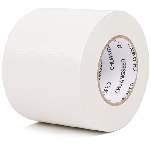 CHUANGSEED Lot de 1 rubans adhésifs en toile blanc,bricolage heavy duty duct tape white, 100mm x 50m de qualité supérieure résistants à l'eau, ruban...