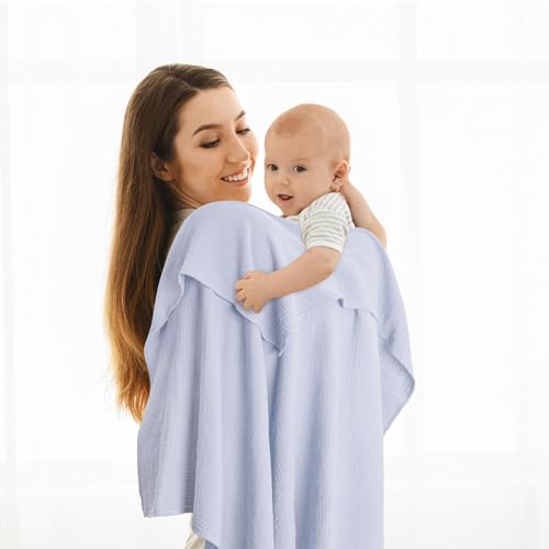 Susurration Muslin Swaddle Blanket Baby,100% Cotton Baby Receiving Blanket Soft Thin Swaddle Blanket for Unisex Newborn 40x40in 2Pack (Navy Blue)