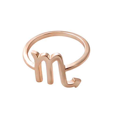SENFAI 12 Zodiac Sign Constellation Finger Ring Rose Gold Color Horoscope Astrology Disc Ring (Scorpio)