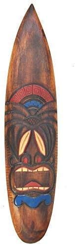 Interlifestyle Tiki Board Surfboard 100cm in Hawaiian Maui Style Surf Board Wooden Sign Easter Island