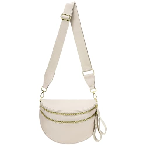 Sac de fesses crossbody beige NIDONE imperméable avec sangle réglable pour femme