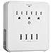 Bestten Multi Outlet Wall Mount Adapter Surge Protector with Four (4) USB Charging Ports, 3 Electrical Outlet Extenders and 2 Slide Out Phone Holders