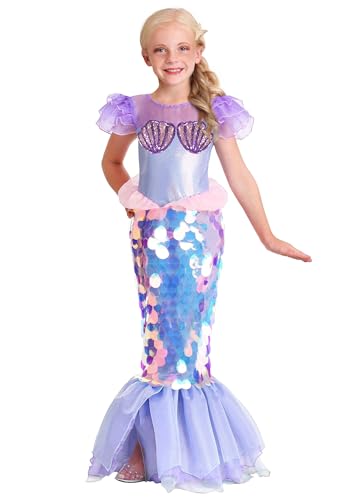 Disfraz de sirena niña rosa con cola de lentejuelas miniatura 3