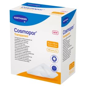 Cosmopor Transparent 9x10cm | 1 Packung zu 50 Stk. | Trasnparenter Folienverband