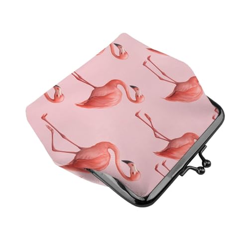 Pu Leather Buckle Coin Purse Tropical Flamingo Pattern Girls Kiss-Lock Change Purse Wallets3