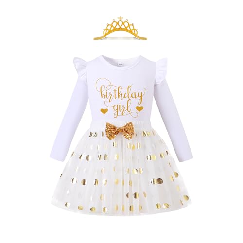 Image of LYSMuch Toddler Girls Long-Sleeve Birthday Outfits Shirt