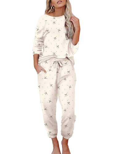 Ekouaer Womens Pajamas Set Long Sleeve Loungewear Soft Joggers with Pockets - image 1
