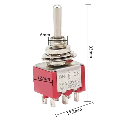 Interruptor SPDT de 6mm con retención y tres posiciones estables 3