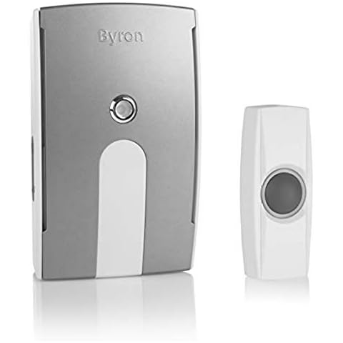 Byron BY504 Wireless Portable Doorbell Set, 8 Melodies, Volume Control, Flashing LED Light Cover