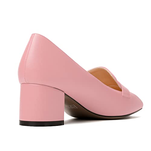 Image of MODENCOCO Womens Square Toe Slip On Comfortable Casual Matte Work Chunky Low Heel Loafers Shoes 2 Inch