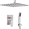 Shower system brushed nickel 12 inch rain mixer shower set with handshower ceiling mounted shower head system shower faucet with valve and trim  urban country home decor