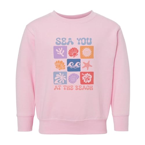 Sea You at The Beach Kids Sweatshirt Toddler 2T Pink
