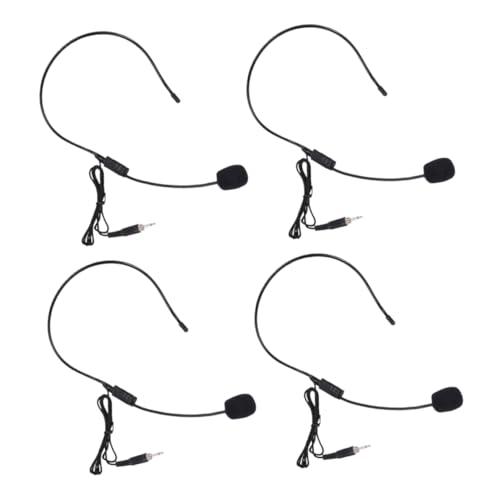 Parliky 4Pcs Headset Microphone with Loudspeaker Voice Amplifier Wired Over Ear Mic for Sound Pickup Compact Design for Easy Carrying and Use