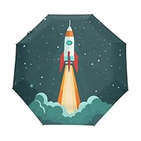Cartoon Rocket Star Pattern Umbrella Automatic Folding Men Women Travel Umbrellas Auto Open Close Sun Blocking Windproof
