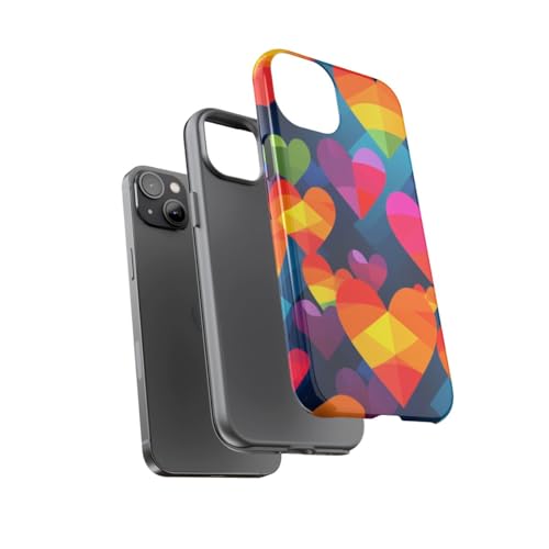 Coque rigide iPhone 14 Plus cœurs géométriques colorés brillant idée cadeau - 3