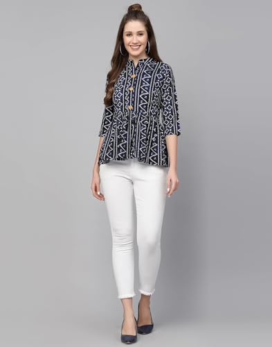 Image of Bollyclues Women's Crepe Bandhni Printed Peplum Top(BC-to)