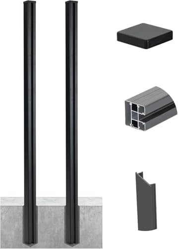 7.6 Feet Metal Posts (Set of 2) for Wood-Plastic Composite Fence for in-Ground Fence Installation