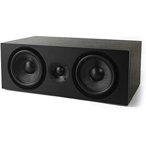 NEUMI CS5 Center Channel Speaker, Dual 5-Inch Woofers, 1-Inch Tweeter, Dark Wood, Single Cover
