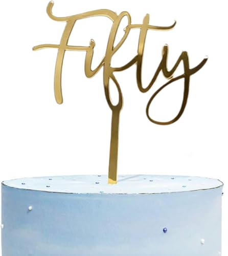 Gold Glitter Acrylic Fifty Cake Topper Happy 50th Birthday Cake Decorations Sign 50th Anniversary Cake Topper Party Decorations Supplies