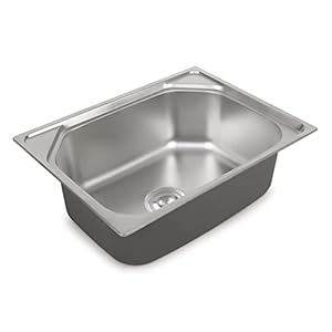 Messina Chrome Finish SS Sink For Kitchen 24"X18"X10" Premium Stainless Steel Sink For Your Modular Kitchen Single Bowl With PVC Waste Pipe,Square Coupling & Adjustble Fruit Rack G5