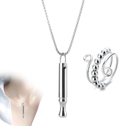 UYVPAER 2Pcs Collares De Respiración, Collar De Alivio De La Ansiedad Con 1 Collar Y 1 Anillos, Dispositivo De Ejercicio De Respiración Para Meditación, Pánico, Ralentización De La Respiración UYVPAER 2Pcs Collares De Respiración, Collar De Alivio De La Ansiedad Con 1 Collar Y 1 Anillos, Dispositivo De Ejercicio De Respiración Para Meditación, Pánico, Ralentización De La Respiración