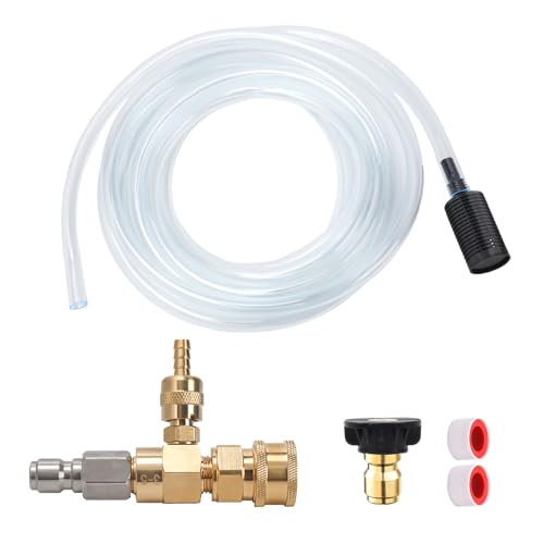 Javneo Downstream Chemical Injector Kit for Pressure Washer Fixed Soap Injector with 3/8 Quick Connect 35 GPM Flow Rate (White)