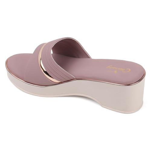 Image of Chinraag Women's Embellished Toe-Ring Comfort Flats | Stylish Casual Slip-On Sandals for Women (CR-388-P)