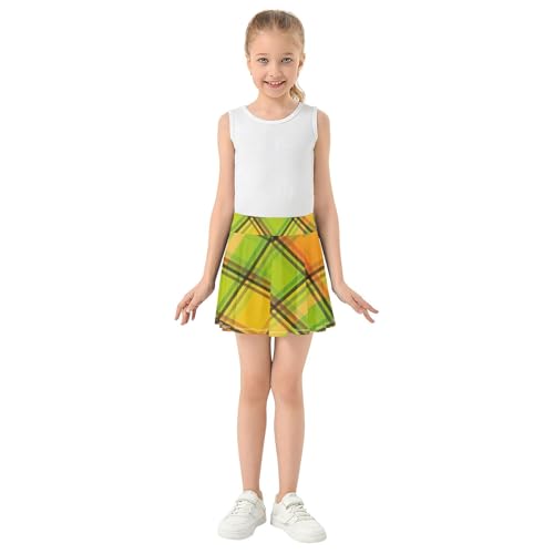 Girls' Shorts Athletic Skorts Plaid Orange Tennis Skirts Toddler Toddler School 3t3