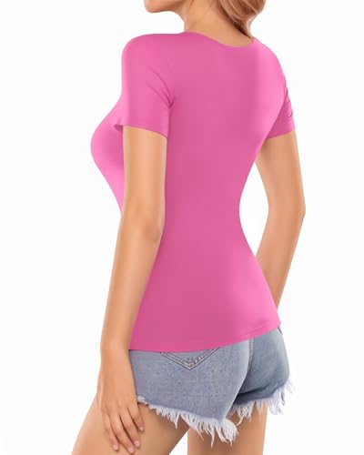 Image of MANGOPOP Womens Square Neck T Shirts Long Sleeve Short Sleeve Tops Fitted Tees