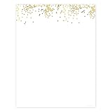 Modern Gold Star Confetti Letterhead / 40 Decorative Sheets / 8.5' x 11' Matte Shine Twinkle Star Themed Event Paper/Graduation Baby Shower Party All Occasion Stationery