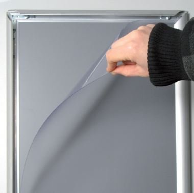 Cornice a scatto Bifacciale da vetrina per poster cm 50x70 bordo cornice frame 25 angolo vivo con PVC antiriflesso di protezione