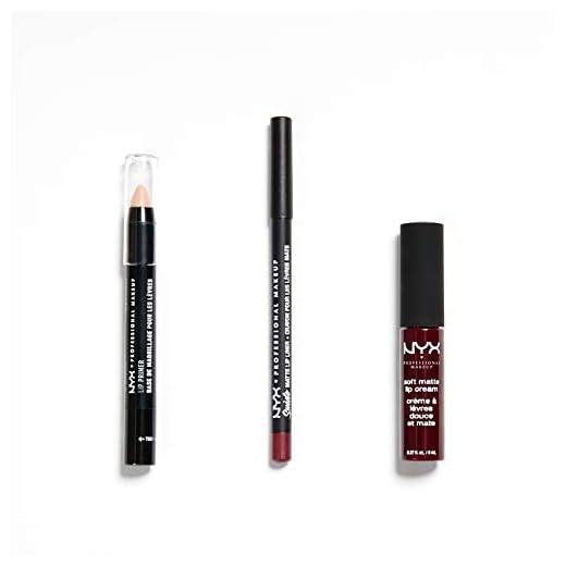 NYX Professional Makeup Lip Kit Copenhagen, Soft Matte Lip Cream, Mocka Matta Lip Liner, Lip Primer, 3-delat set för läppar
