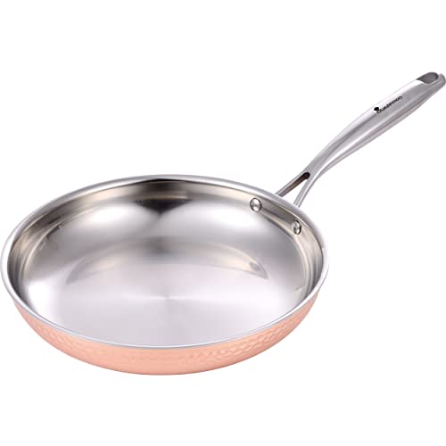 Cracco Padella in Trilaminato Acciaio Inox, Alluminio e Rame, Ø 28 cm, profondità: 5 cm, capacità: 2,6 Litri, MasterPro