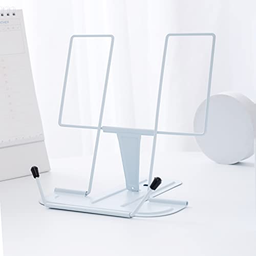 MSDADA - Supporto per libri di ricette da cucina, regolabile, in metallo, per scrivania, materiale di presentazione, tablet, libri musicali (azzurro)