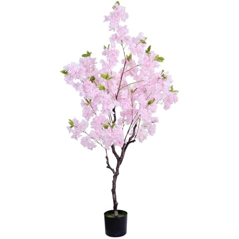 Artificial Cherry Blossom Tree 4.3ft, Faux Cherry Blossom Tree Fake Pink Cherry Tree for Wedding Office Home Living Room House Indoor Outdoor Decor Pink Cover