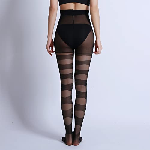 Image of Sahabowi Women Tights, Female Sheer High Waist Pantyhose, Vintage Control Top Stockings