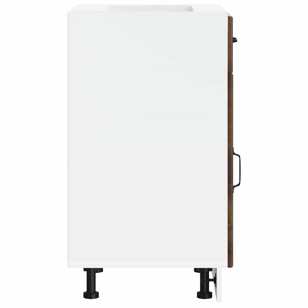 Lucca - Mobiletto da cucina in legno di rovere affumicato, con cassetto e porta, 50 x 46 x 81,5 cm, autoportante, con vano portaoggetti, piedini regolabili per cucina, armadietto multiuso
