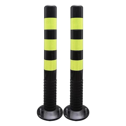 SGKOMN Flexible Traffic Safety Bollard, Reflective Delineator Post for Driveways, Caution Cones, Black+yellow-2 Pcs