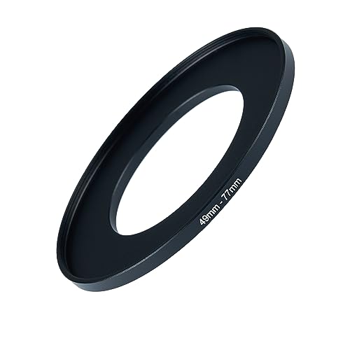 Image of 49mm to 77mm Step-up Adapter Rings Filter Adapter Black Metal Step Down Filter Ring Adapter Compatible with All Brand UV CPL ND Camera Lens Filter Stepping Rings (49mm-77mm)