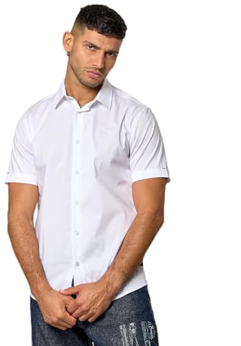 Kaporal Homme, Coupe Fitted, Manches Courtes, Col Chemise, Modèle KOURA, Couleur Blanc, Taille M, White