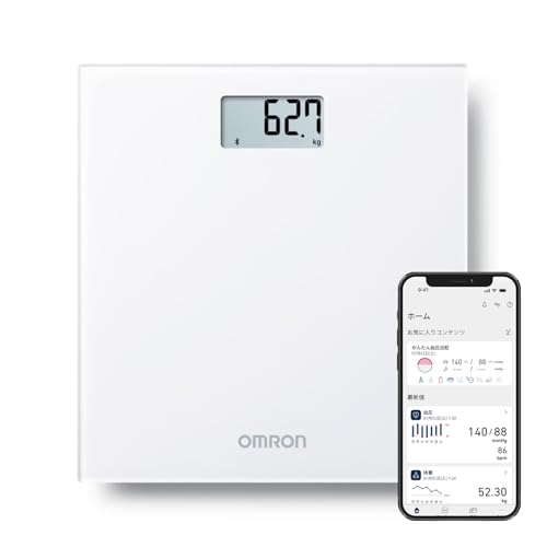 オムロン 体重計 ホワイト HN-300T2-JTW スマホ連動 データ自動転送 自動認識...