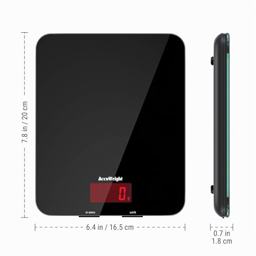 Foto von ACCUWEIGHT Küchenwaage 5KG Digitalwaage mit großem LCD-Display aus Hartglas Tara-Funktion Briefwaage Hochpräzise auf bis zu 1g für Backen Kochen Schmuck Batterien inklusive automatische Abschaltung