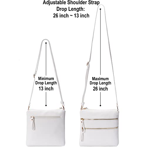 Image of Solene Small Multi Zipper Pocket Crossbody Bag with Adjustable Strap, Lightweight Travel Purse, Daily Small Messenger Pouch