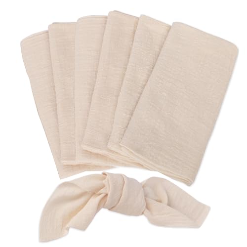 6 Stück Stoffservietten Beige Leinen Servietten 42x42 cm Baumwolle Servietten Musselin Servietten Stoffservietten Weiß Hochwertige Servietten Leinen