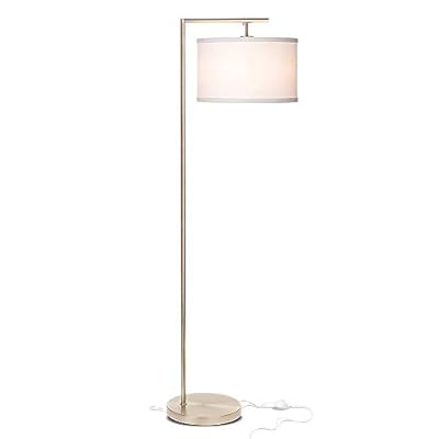 Brightech Montage Modern Floor lamp, LED Floor Lamp for Living Rooms & Offices - Tall Standing Lamp for Bedroom Reading - Corner Pole Lamp for Contemporary Home Decor - Satin Nickel