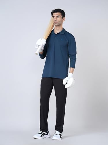 Image of TECHNOSPORT Men Solid Polo T Shirt Slim Fit Short Sleeve Polyester Branded T Shirt for MenSports Men Workout Casual