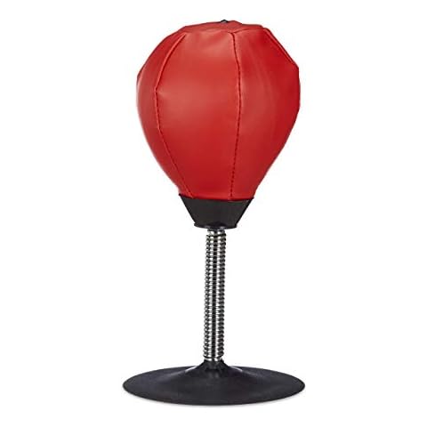 Relaxdays Saco de Boxeo Antiestrés de Piel sintética Rojo Cover