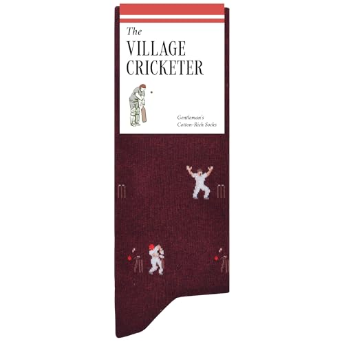 The Village Cricketer - Funny Cricket Socks - Funny Cricket Gift for Men - 1 Pair Size 7 to 12 - Fun Cricketer Socks