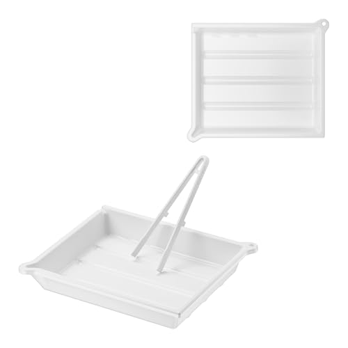 JJC Darkroom   Bandeja de revelado de película para impresión fotográfica con clip de silicona y puerto de drenaje y ranura para termómetro, 33,4 x 38,4 cm, color blanco